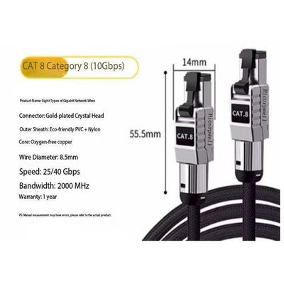 Качество  Ethernet Cable 100m 30M 50M Cat6 CAT8 SFTP Jumper Cable Gold-Plated RJ45 Connector Cat8 Ethernet Cable фабрика
