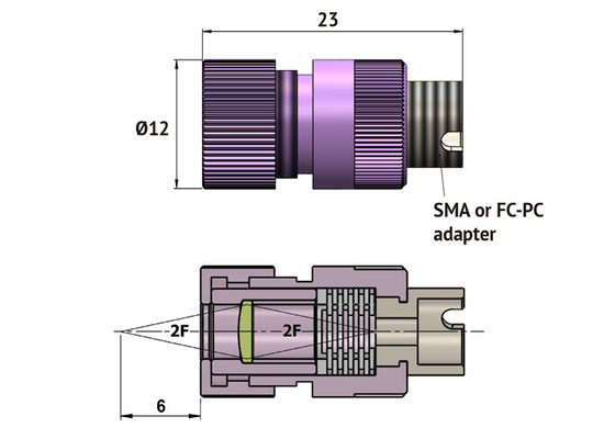 Кабели оптического волокна FC/PC или соединители SMA со средним ультракрасным изменяя направление объективом задач