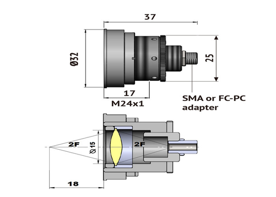Кабели оптического волокна FC/PC или соединители SMA со средним ультракрасным изменяя направление объективом задач