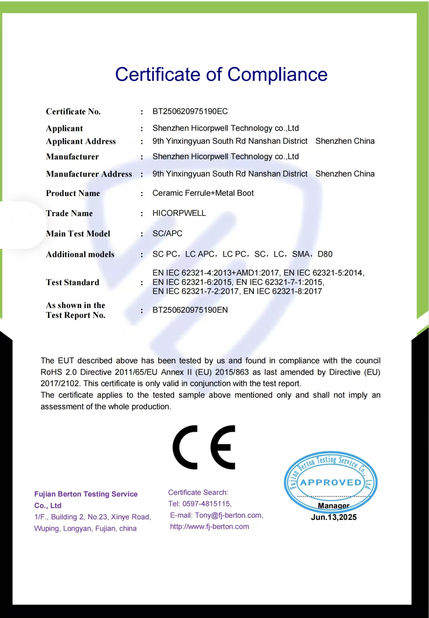 КИТАЙ Shenzhen Hicorpwell Technology Co., Ltd Сертификаты